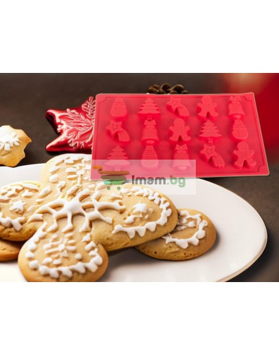 Силиконова форма за коледни сладки 15 броя